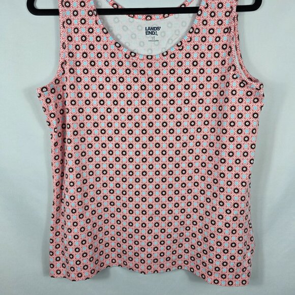 Lands' End Tank Top Women's Size Large Pink, Blue & White Geometric Print - Picture 3 of 11